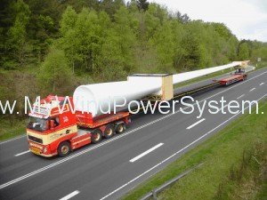 Transporting a turbine blade Goldhofer SPZ P 3AAA 0599 jpg 300x2251 Harnessing Wind Power in New Ways
