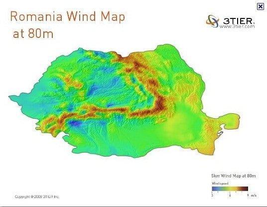 Romania Windmap WIND FARM For Sale 15mW   Romania