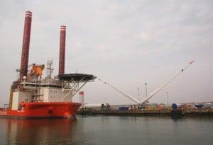 Alstoms 6 MW Offshore Wind Turbine Loaded at Ostend Belgium 300x2051 Belwind: Belgiums Finest  Invisible from Land