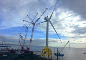 New Turbines at EWEA Biannual Offshore Wind Conference & Exhibition Samsungs new 7MW turbine being erected for testing in Fife Scotland 300x2101