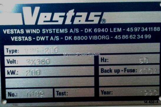 VESTAS V25 – 200kW Used WindTurbine