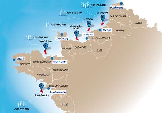 Offshore wind farms proposed for France image Offshore wind farms proposed for France Offshore France