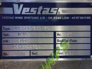 Vestas V44 1998 600Kw Plate 1 300x225 VESTAS V44 Wind Turbine   Easy De Rate