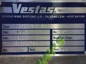 vestas v44 1998 600kw plate 1 300x225 VESTAS V44 Wind Turbine