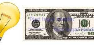 Dollar bill and bulb
