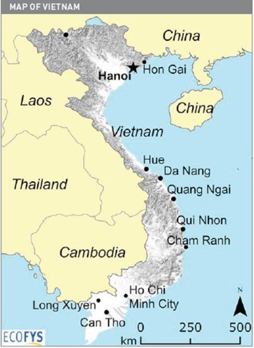 Vietnam Map Vietnam Map1 Denmark to Assist Vietnam in Harnessing Wind Energy