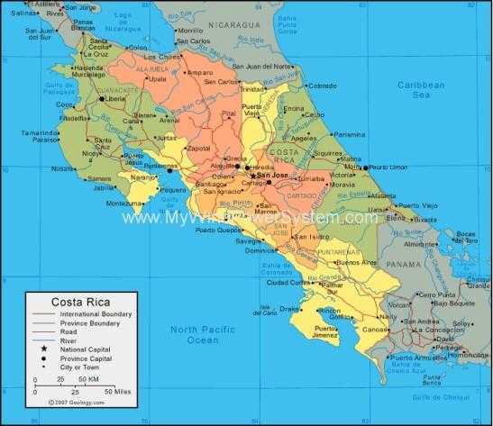 costa rica map1 image costa rica map1 Vestas Clinch Costa Rican Wind Power Contract