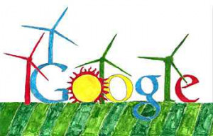 Google logo turns on the Wind Power