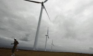 A wind farm in the Ngong hills on the outskirts of Nairobi, Kenya