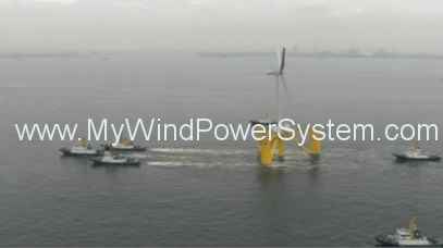 image sea Japan and Floating Wind Turbines