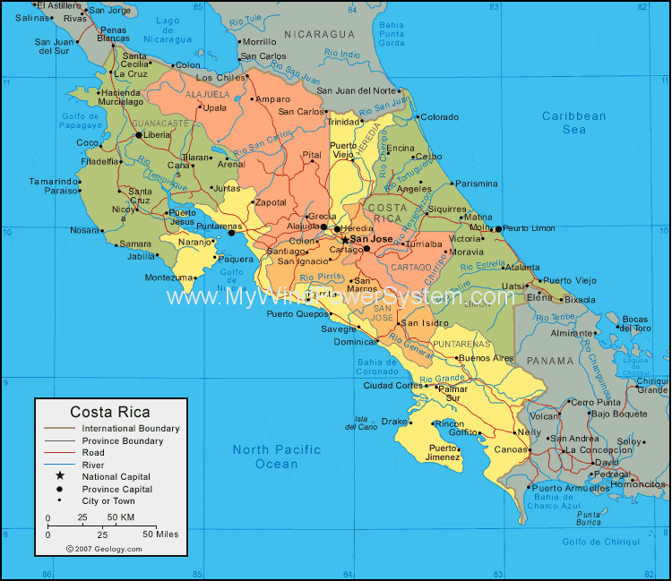 costa-rica-map costa rica map Vestas Clinch Costa Rican Wind Power Contract