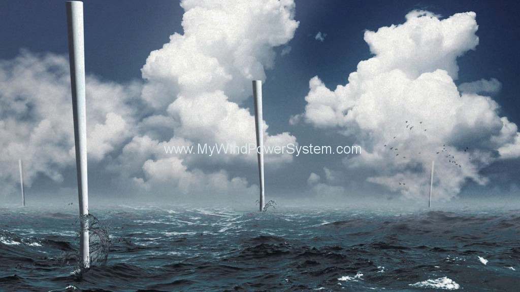 Impression of Vortex Bladeless wind turbines offshore (image courtesy of Vortex)